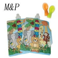 reusable organic puree spout pouch with spoon topper for baby food packaging